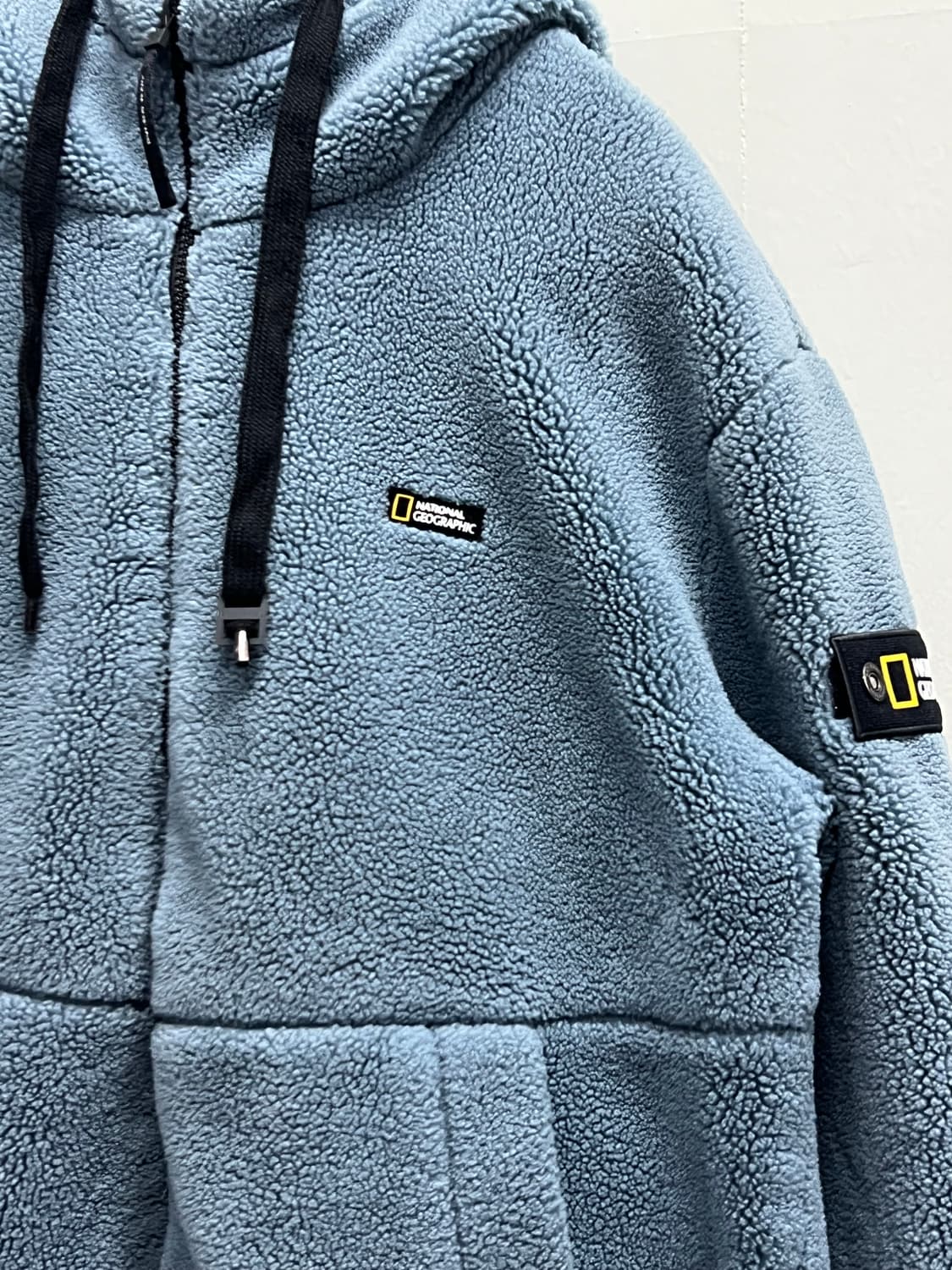 내셔널지오그래픽 양털 셰르파 뽀글이 후드집업 블루그레이 상품이미지3