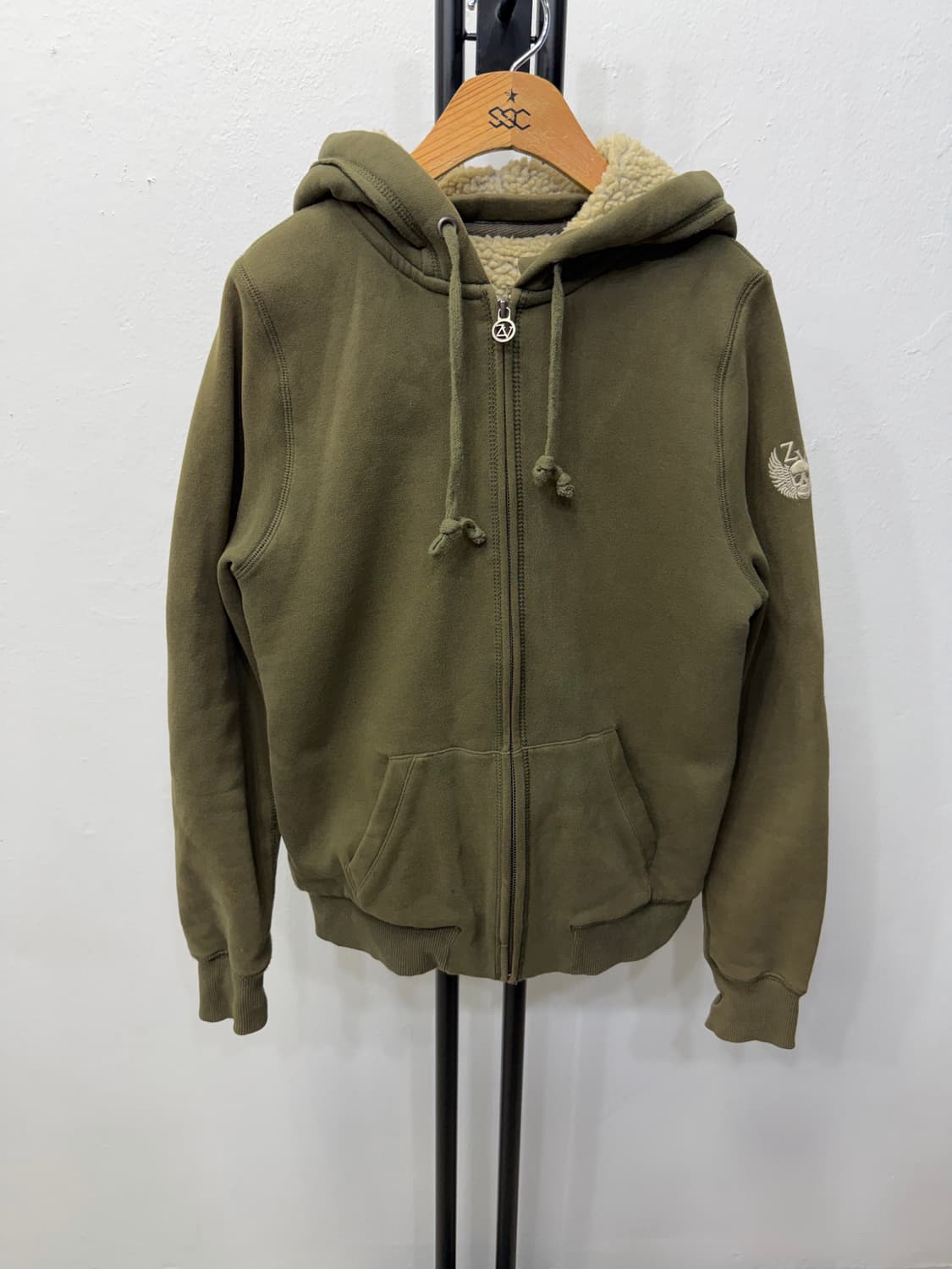 정품) 쟈딕앤볼테르 카키색 뽀글이 안감 후드집업 M 상품이미지1