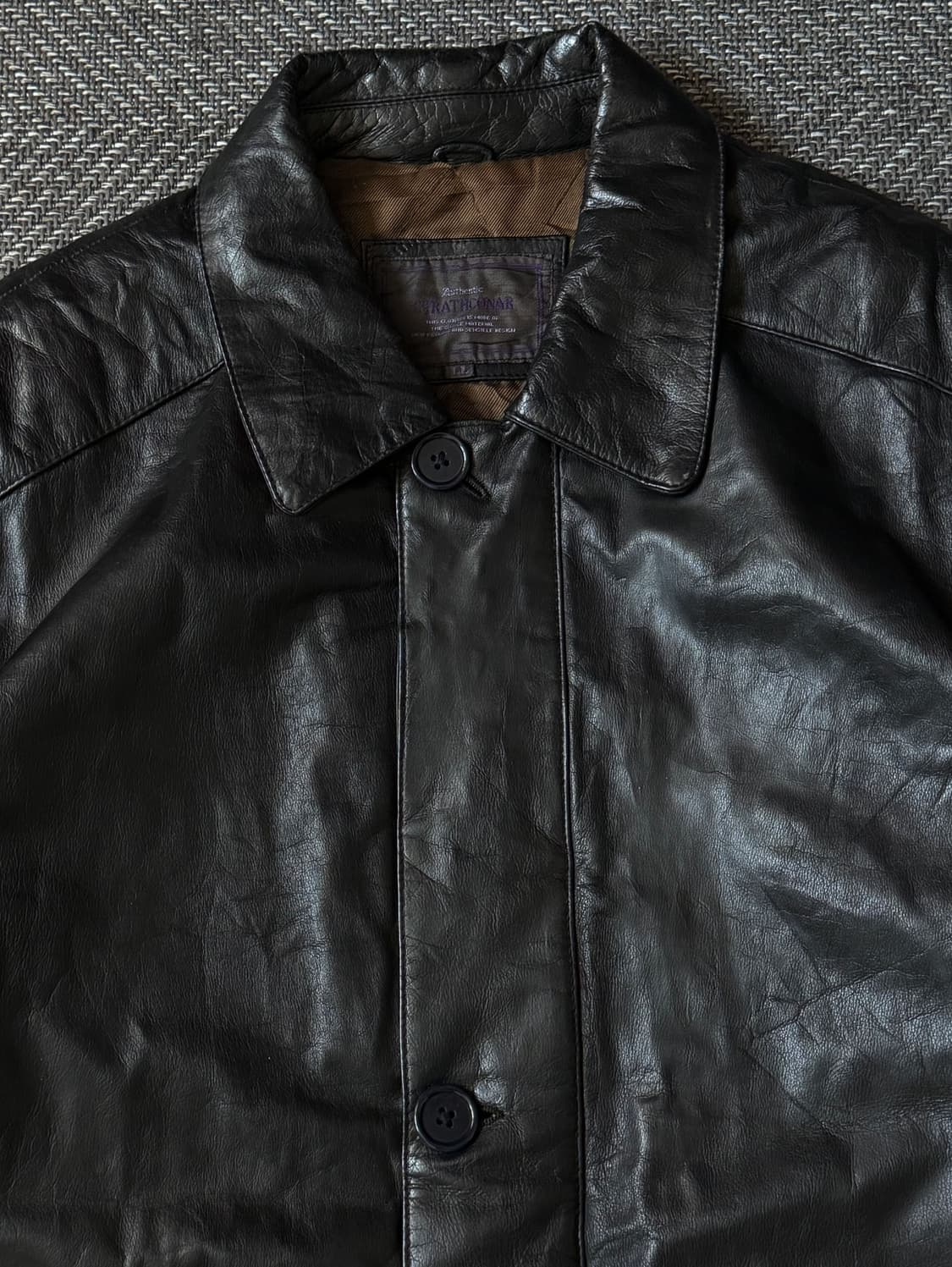 90s STRATDONAR 소가죽 빈티지 레더 필드 코트 (105) 상품이미지2