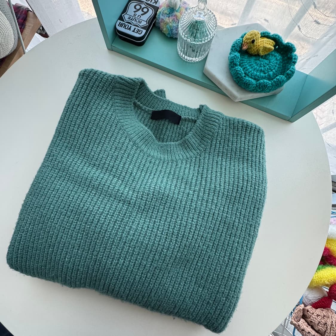 예쁜 낙낙핏 민트 니트 스웨터 프리 컨디션 굿 상품이미지2