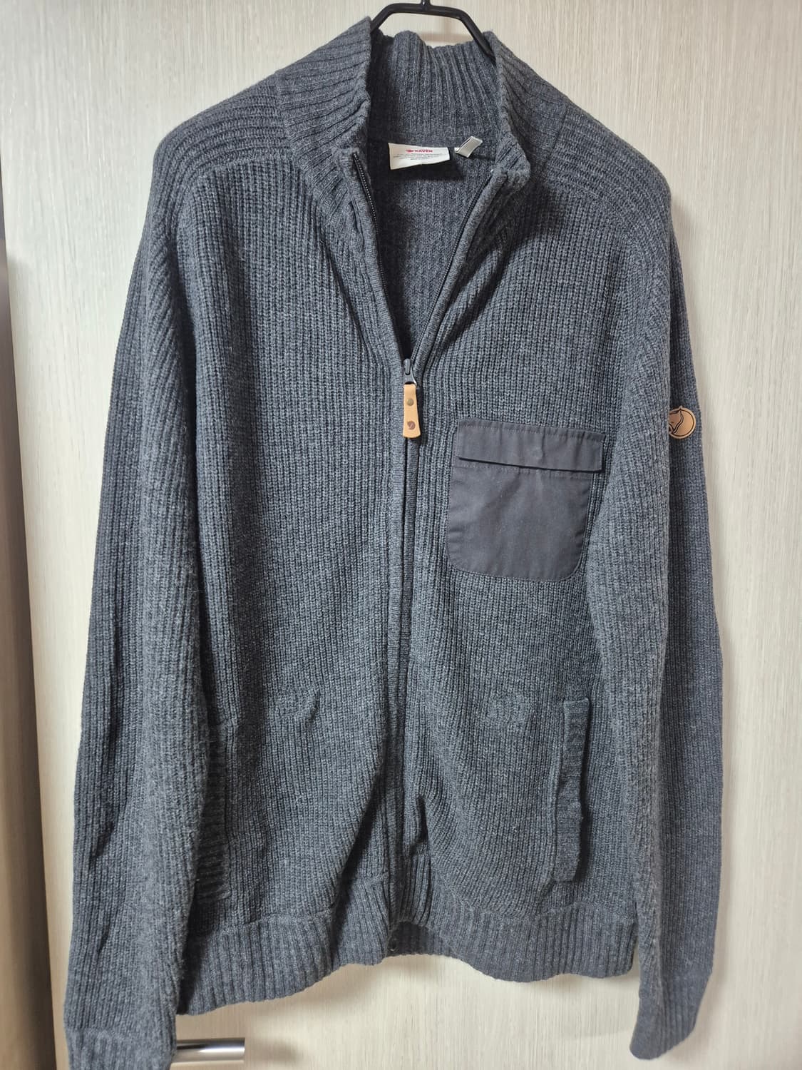 피엘라벤 남성 풀집업 램스울 니트 가디건 M 남성 엘보패치 상품이미지3