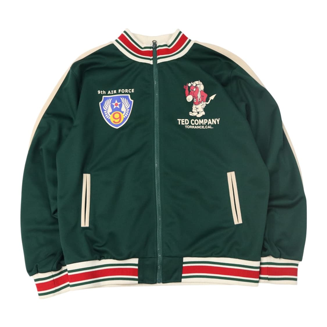 테드컴퍼니 빈티지 밀리터리 그래픽 그린 트랙 저지 자켓 (XL) 상품이미지1