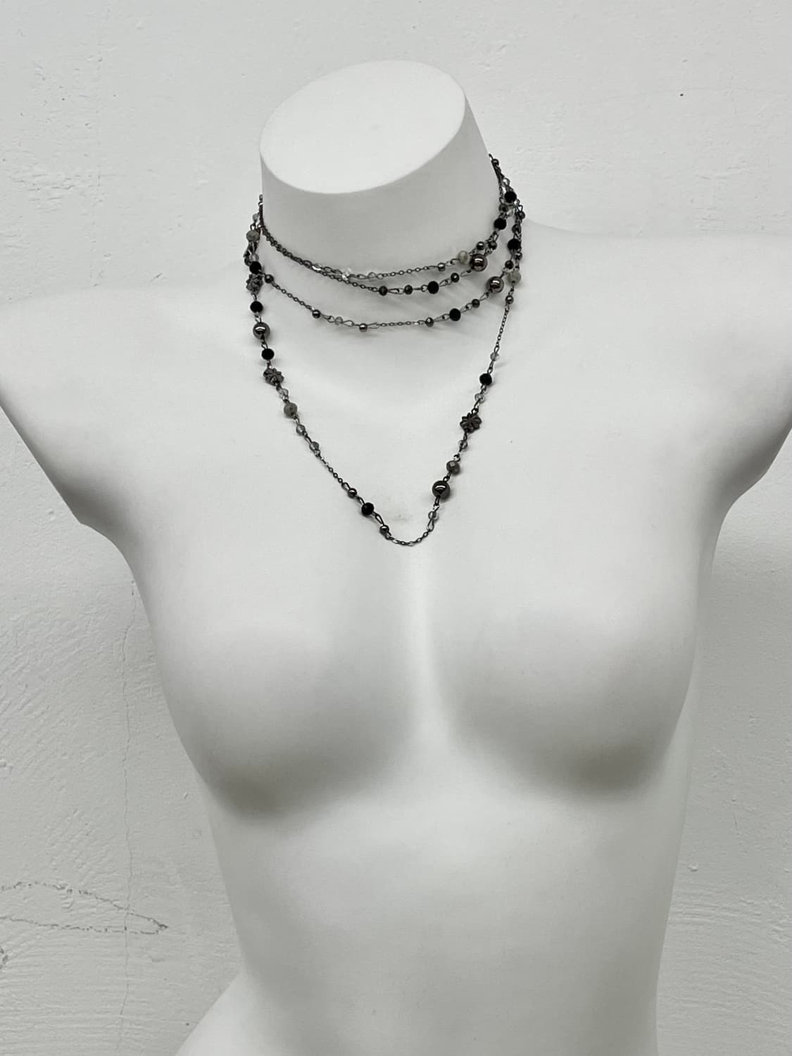 블랙 원석 레이어드 네크리스 상품이미지3