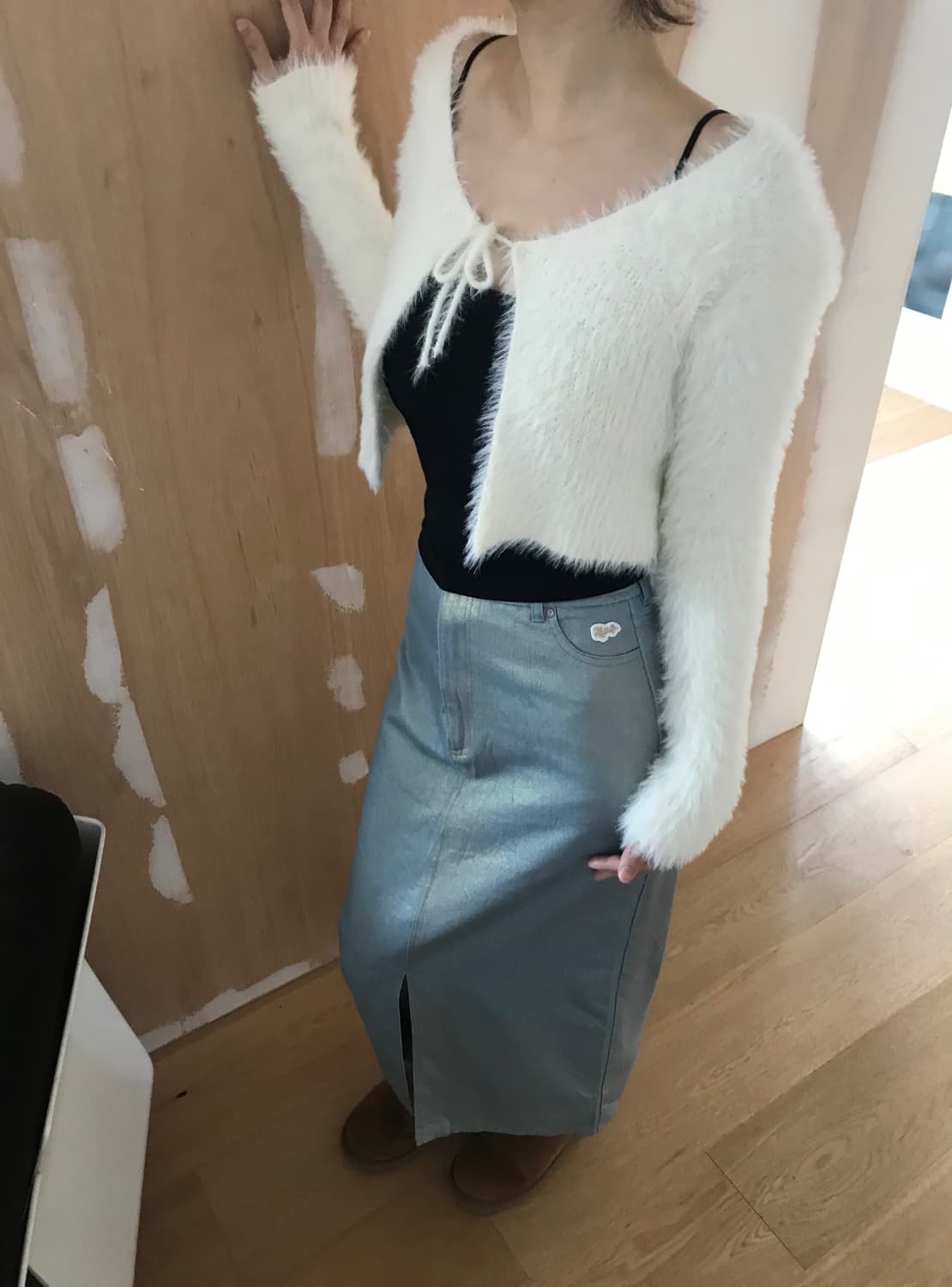 vintage pearl denim skirt (25inch) 상품이미지5