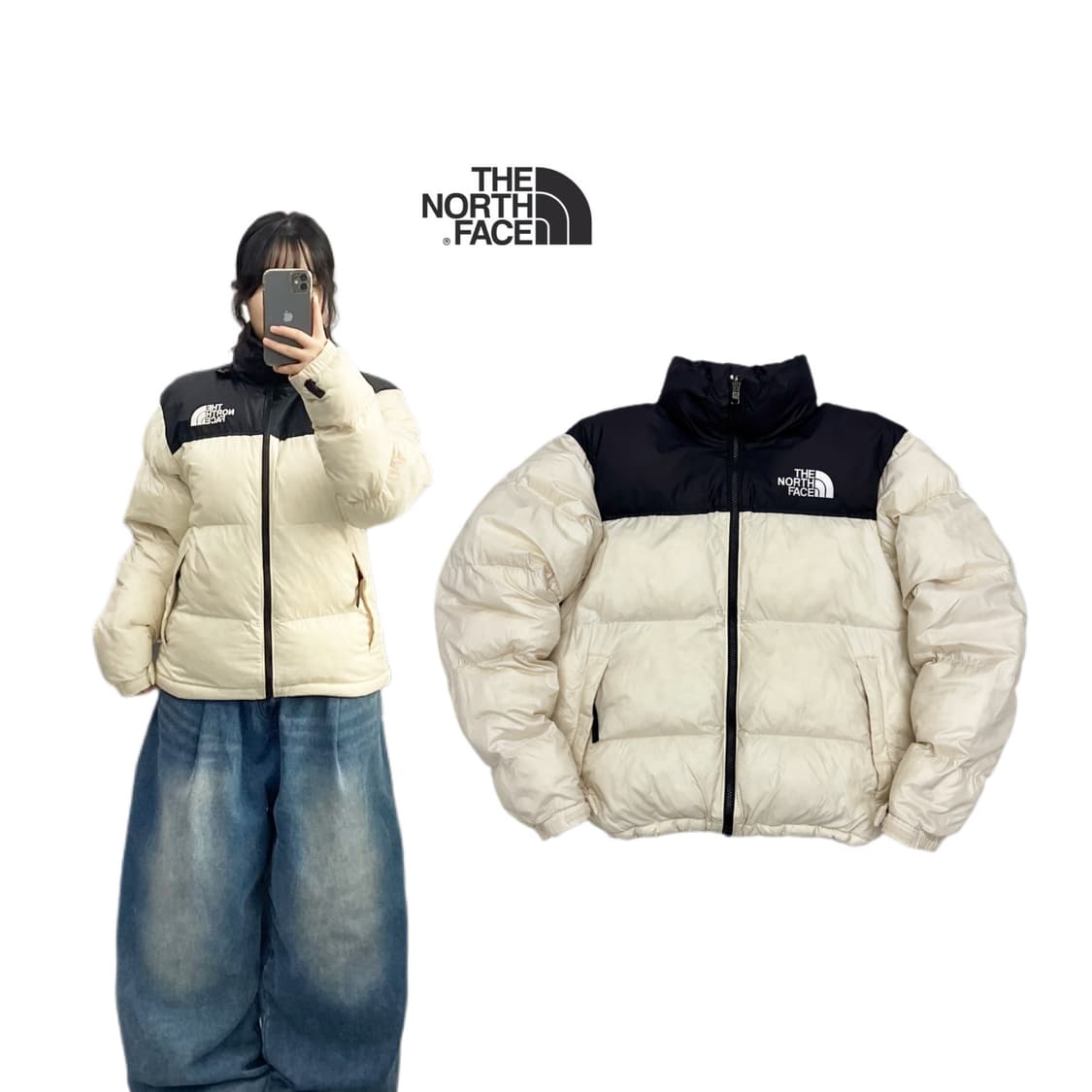 노스페이스 eco 에코 눕시 푸퍼 패딩 크림 화이트 상품이미지1