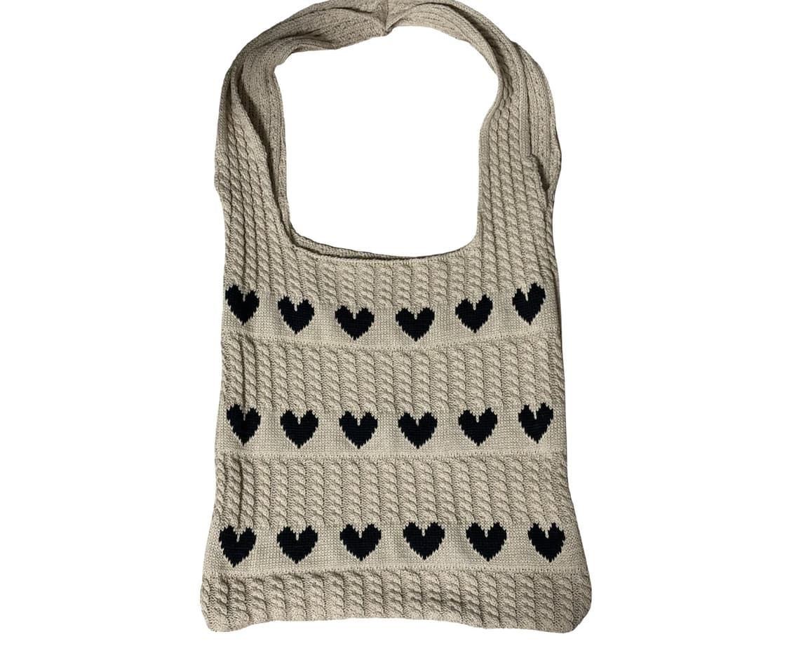 하트 패턴 니트 숄더백 상품이미지1