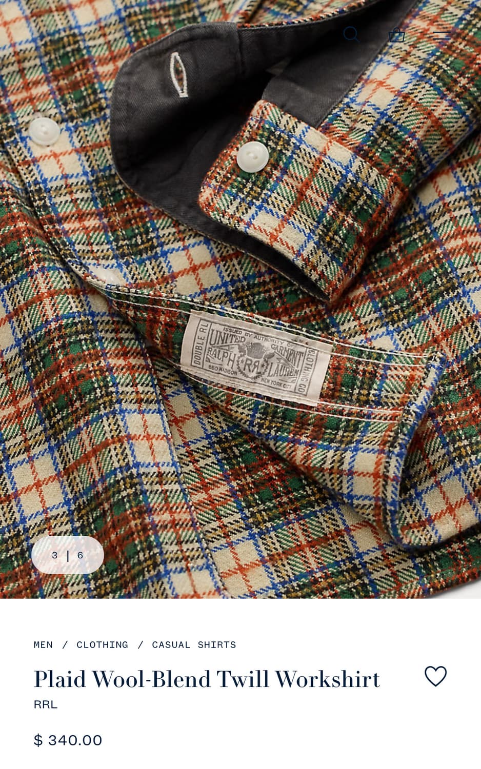 더블알엘  25 FW 더블알엘 플레이드 울 블렌드 트윌 셔츠 상품이미지3