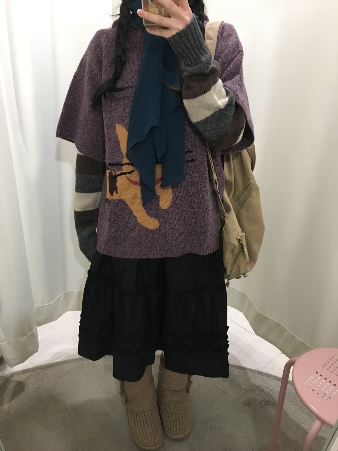 네코 타로 후드 니트 상품이미지5