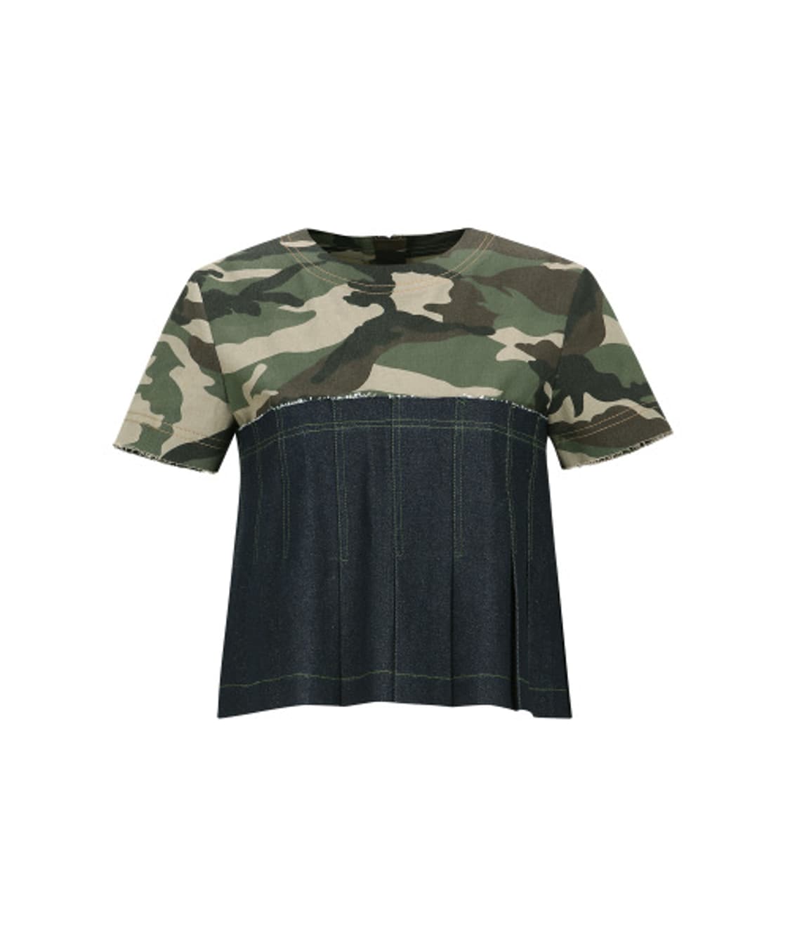 [Andersson Bell] 카모플라쥬 플리츠 데님 탑 상품이미지2