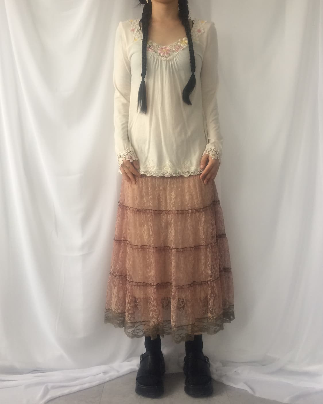 Flower lace trimming sleeve 상품이미지6