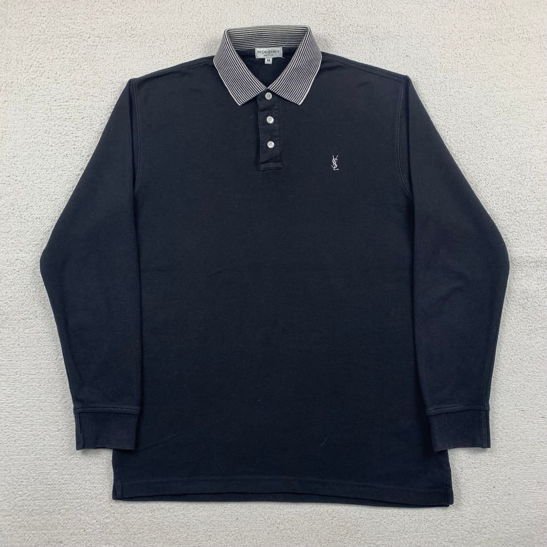 입생로랑 일판 YSL 자수로고 코튼 카라 티셔츠 블랙 상품이미지1