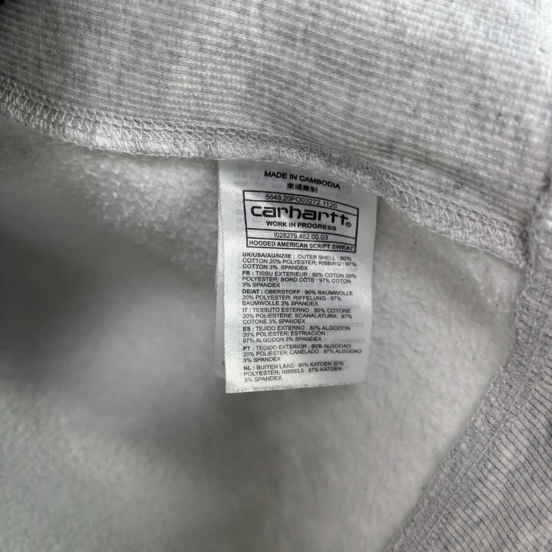 칼하트 wip 아메리칸 스크립트 후드 애쉬 헤더그레이 상품이미지3