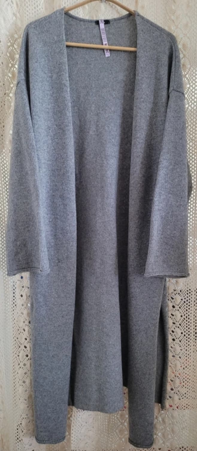 일본 빈티지 여성 모직 회색 롱가디건 상품이미지1