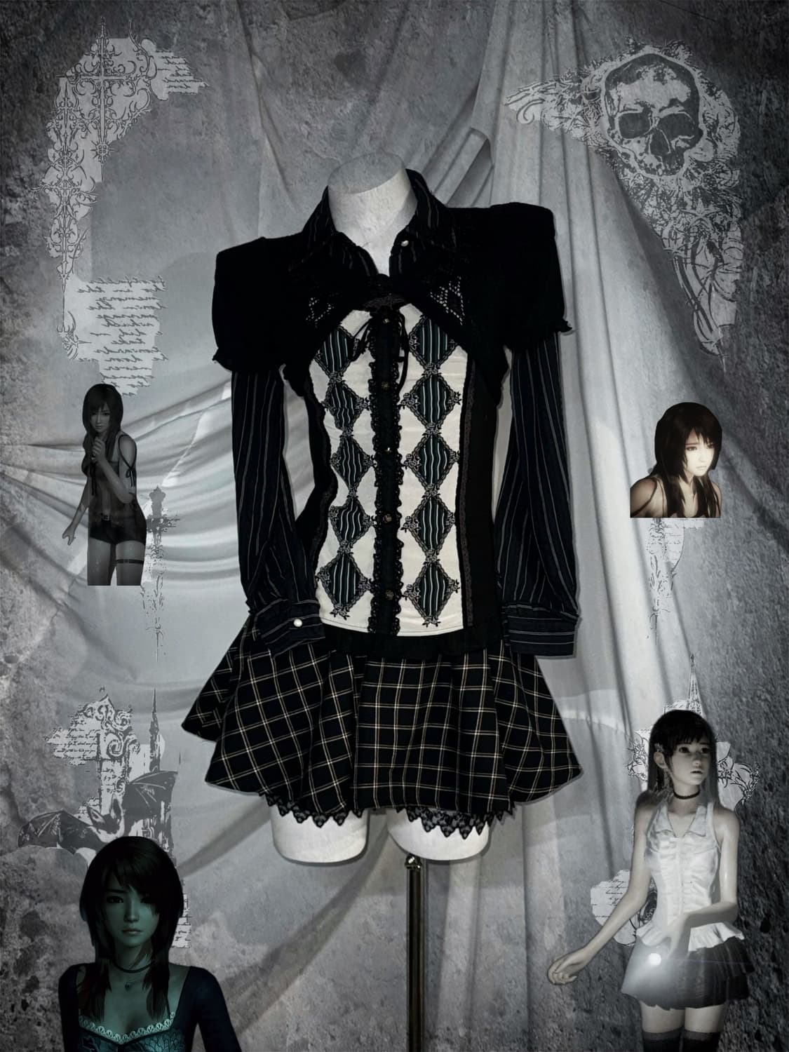 Axes Femme 엑시즈팜 고스 고딕 오리엔탈 공겜여주깔 코디세트 상품이미지1