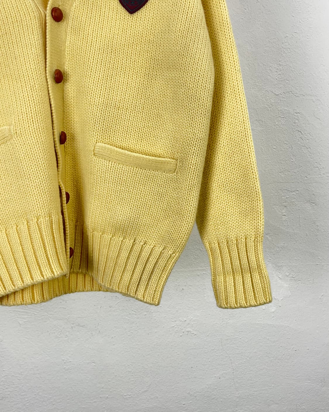 폴로 랄프로렌 90s 옐로우 체스넛 버튼 쉐이커 울 니트 가디건 상품이미지5