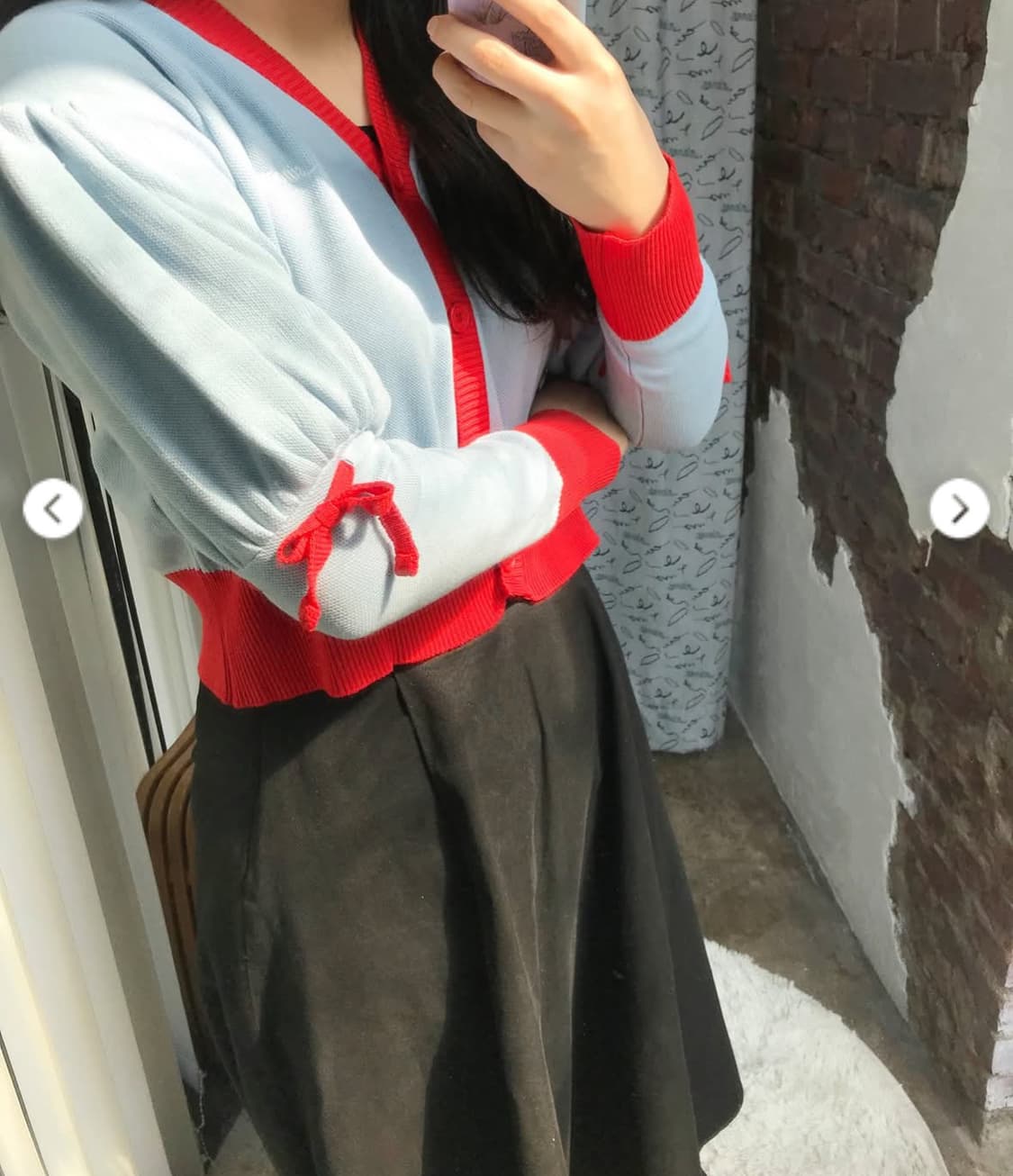 Sinoon 시눈 리본 배색 가디건 상품이미지1