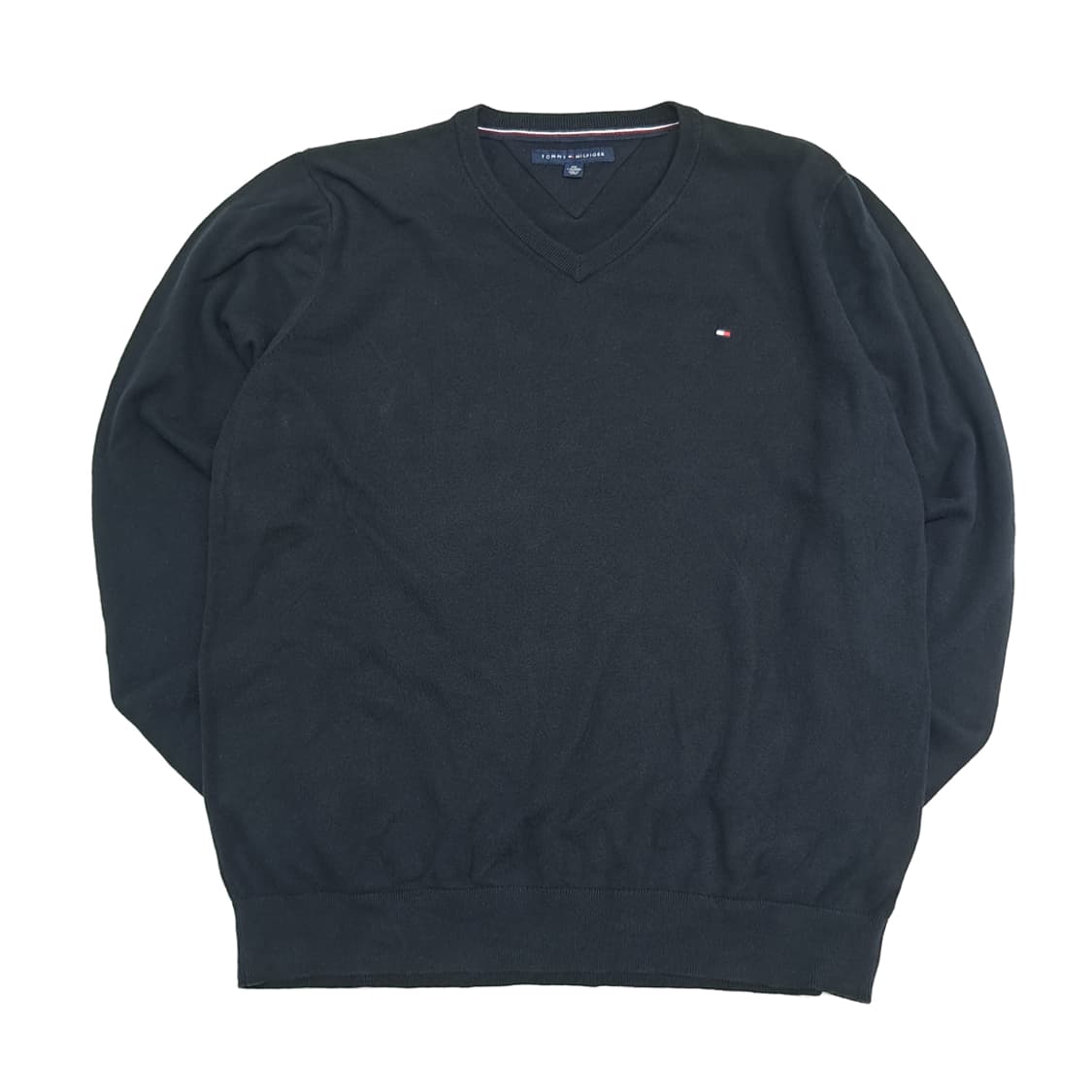 CN706 2XL 타미힐피거 블랙 V넥 니트 스웨터 상품이미지1