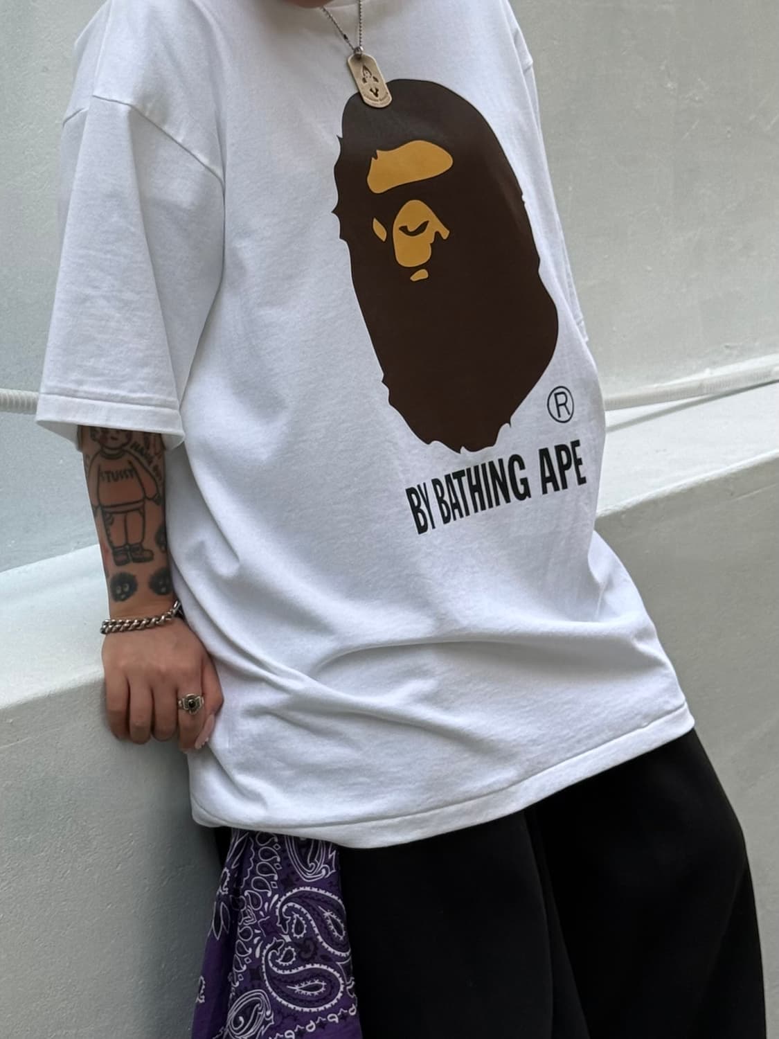 Bape 베이프 빅사루 화이트 반팔 상품이미지3