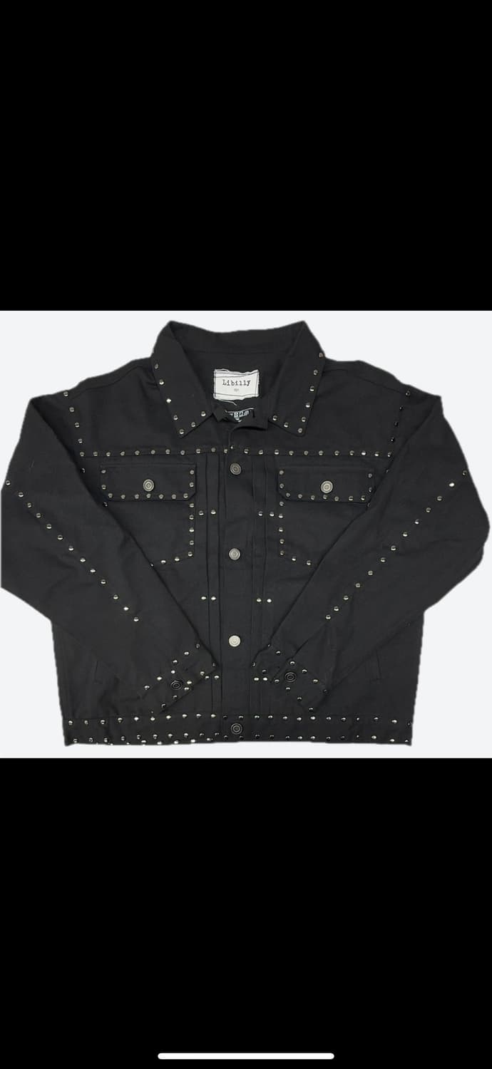 창모 Libilly 블랙 스터드 데님 자켓 L 새상품 상품이미지6