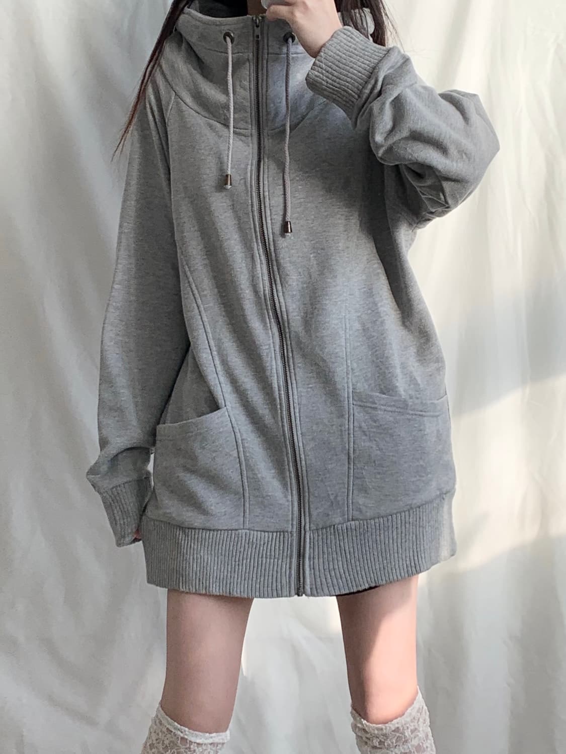 Ryu ryu 류류 그레이 루즈핏 후드집업 원피스 상품이미지2