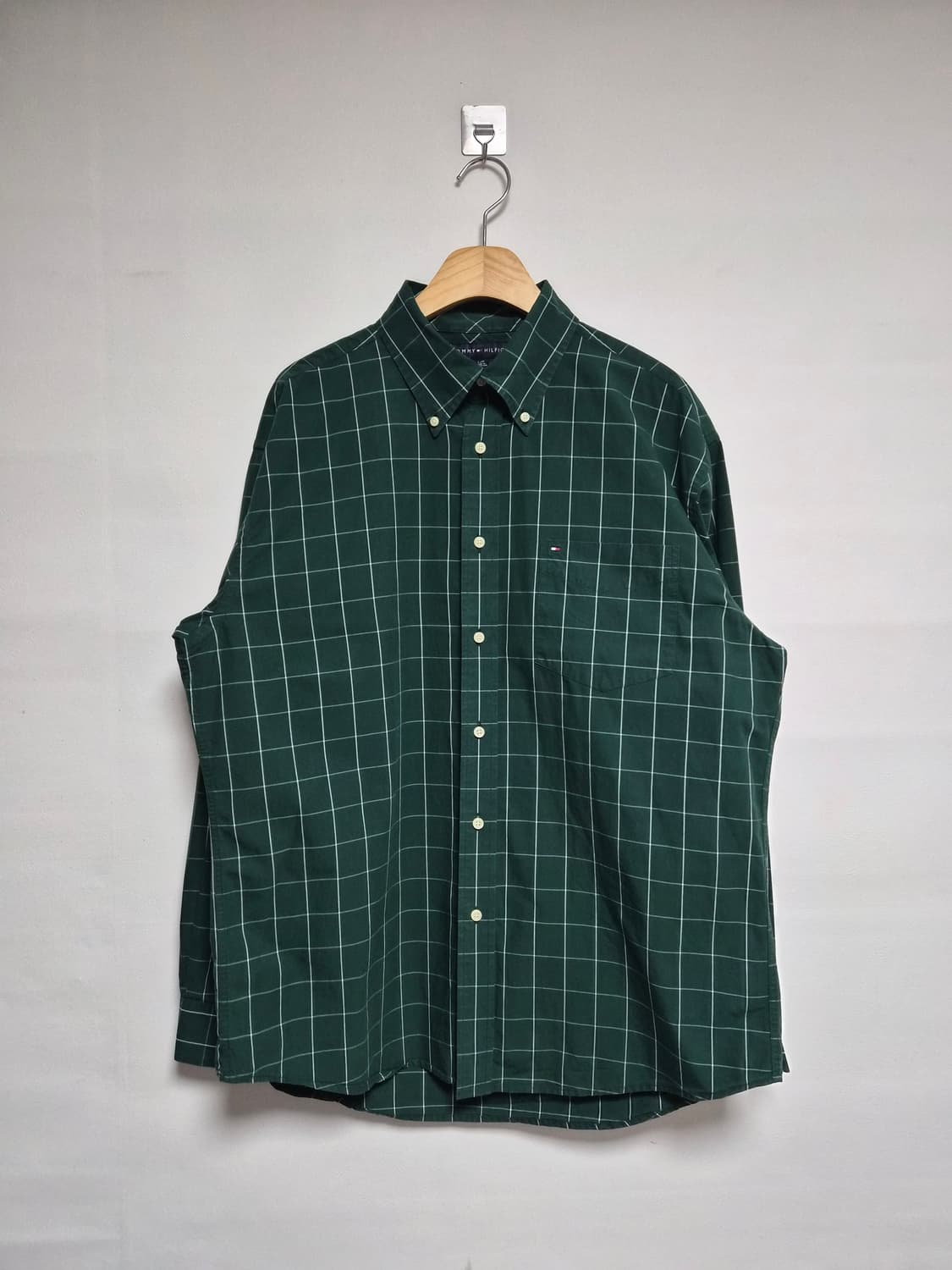 타미힐피거Tommy 그린 체크 셔츠 L - S359 상품이미지1