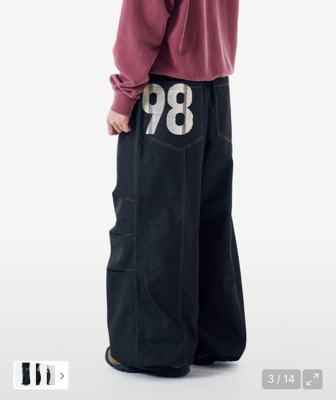 아캄 98 Printed Knee Pin-tuck Denim Pants 상품이미지1