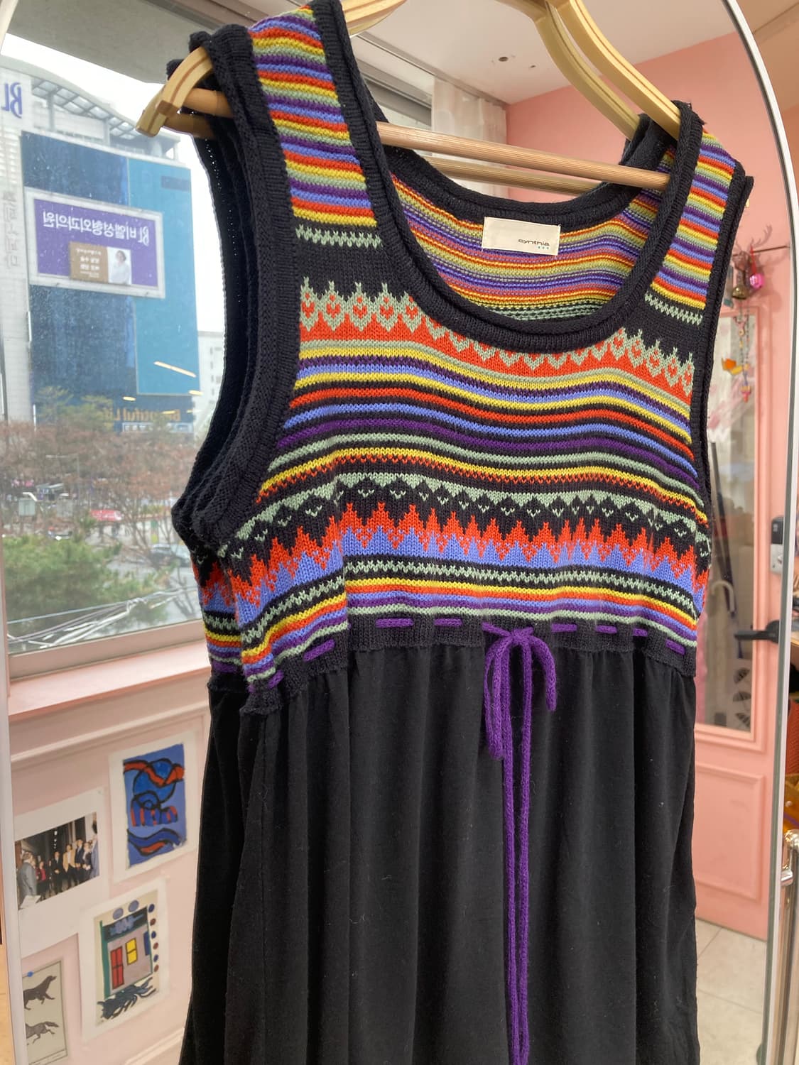 빈티지 패턴 레이어드 니트 슬리브리스 상품이미지4