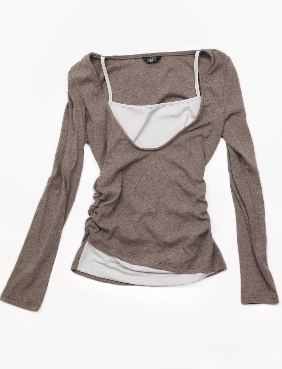 오운서 레이어드 언발란스 롱슬리브 모카 브라운 상품이미지1