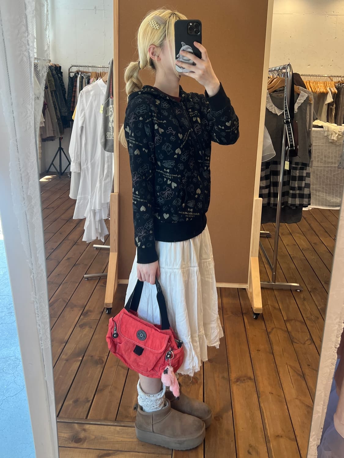 Colza 블랙 프린팅 후드집업  상품이미지5