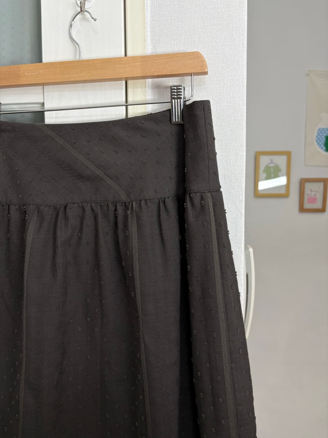 브라운 도트 미디 스커트 상품이미지6