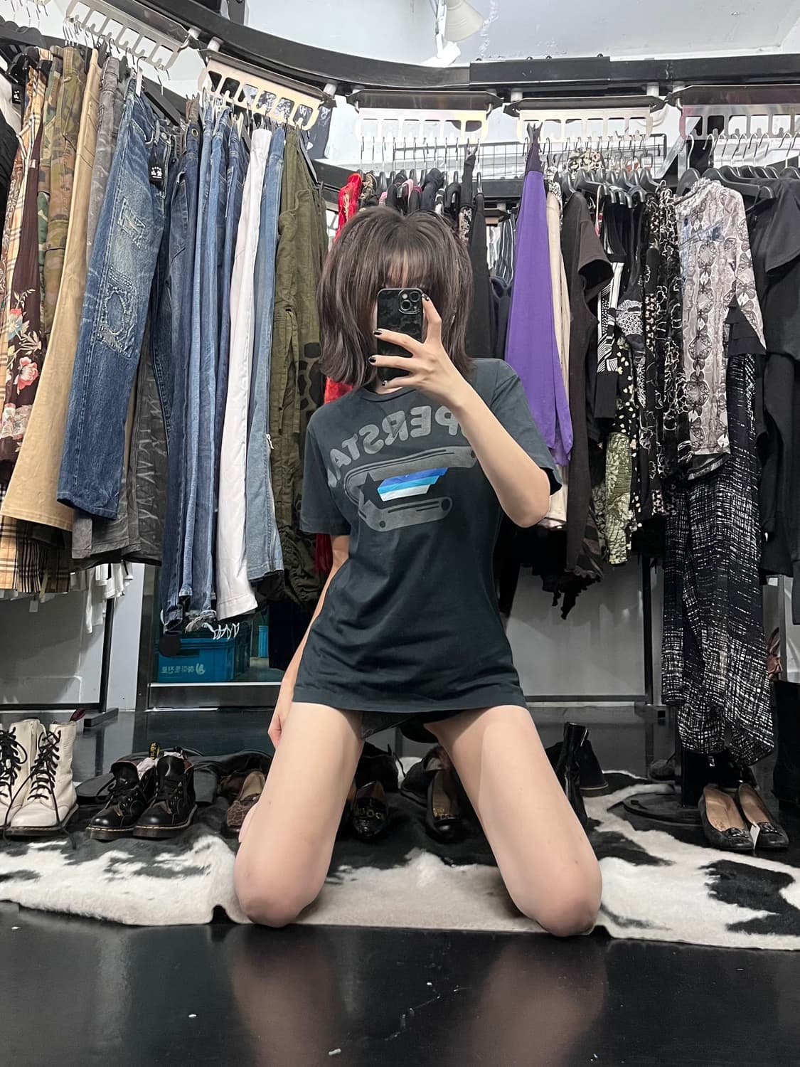디젤 네이비 프린팅 반팔 상품이미지1