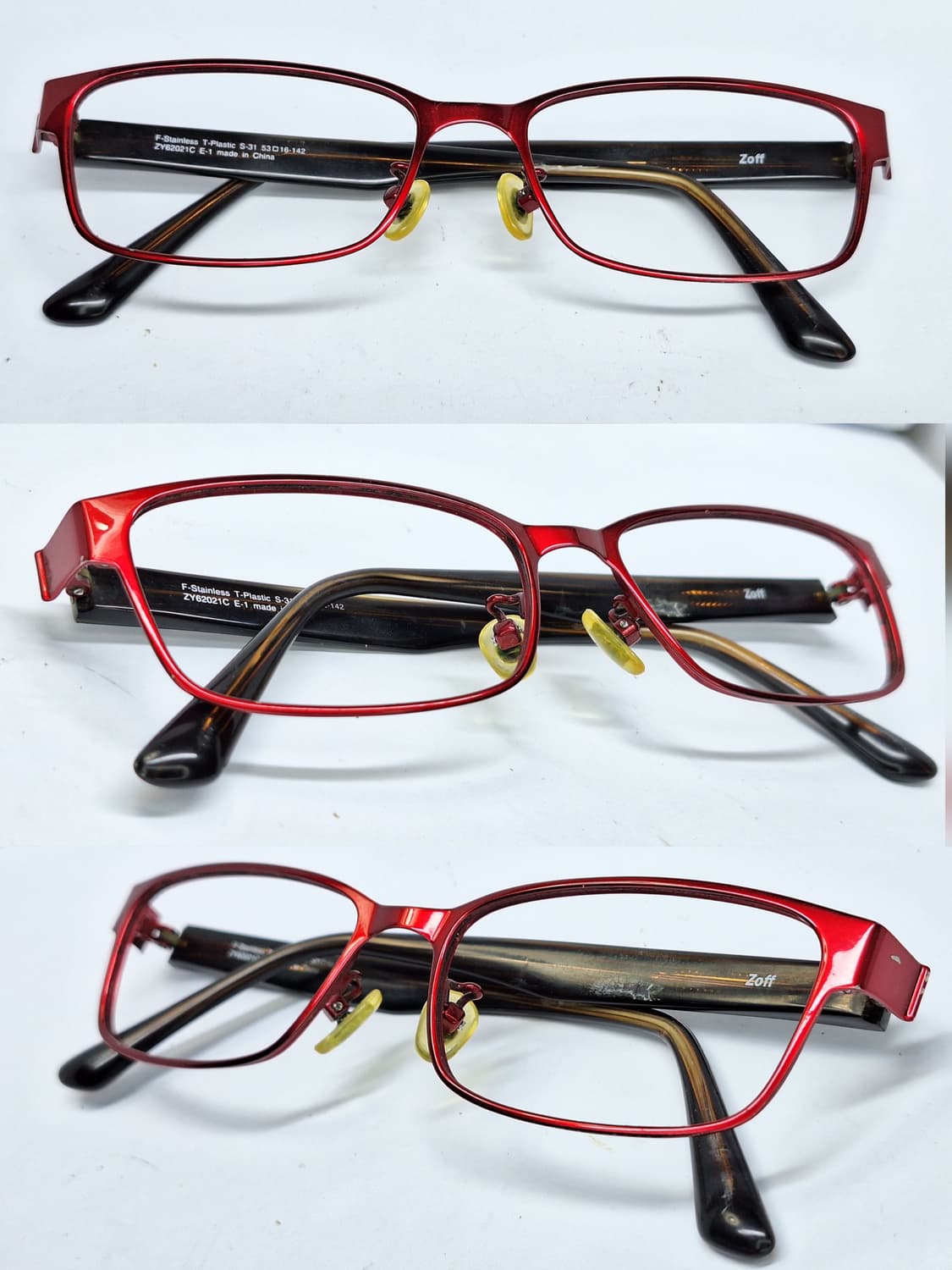 Zoff 조프 ZY62021C 스테인리스 하이브리드 메탈릭 레드 안경테  상품이미지2