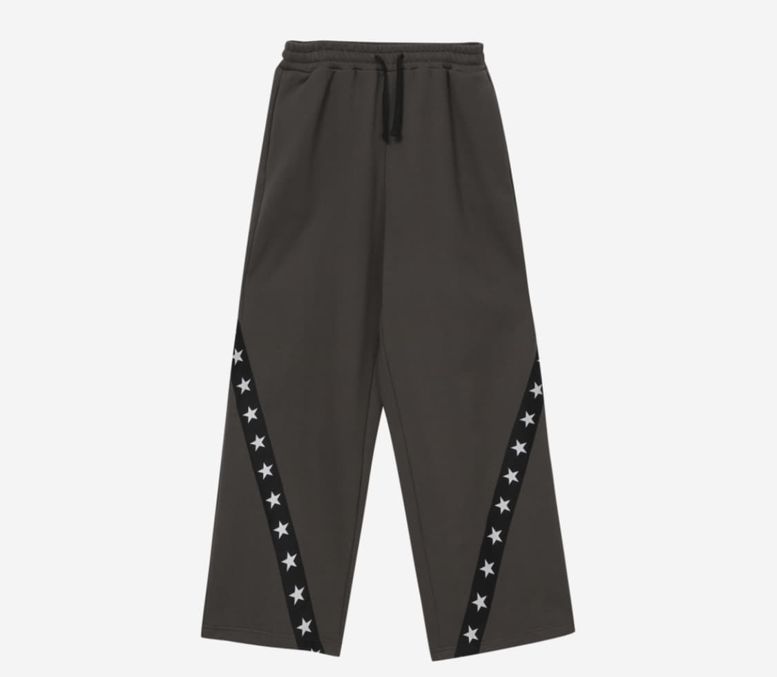 바우프 B 스타 라인 와이드 스웨트팬츠 브라운 상품이미지1