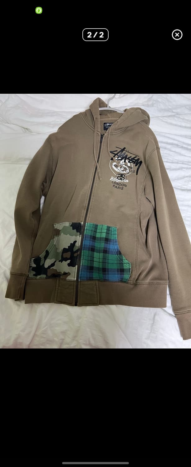 스투시 카모 체크 패치 월드투어 후드집업 상품이미지1