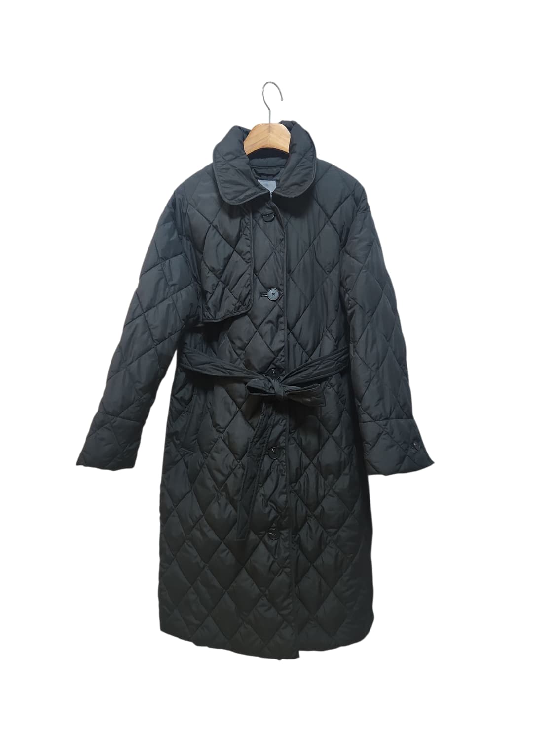 미착용급  자주 블랙 퀼팅 롱 코트 상품이미지1