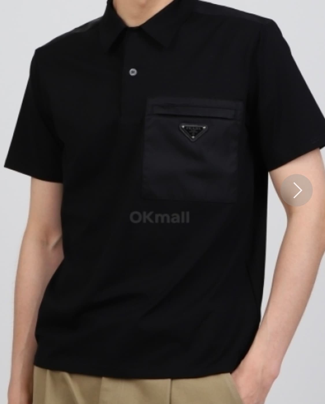 프라다 블랙 리나일론 포켓 반팔 폴로 티셔츠 M 상품이미지5