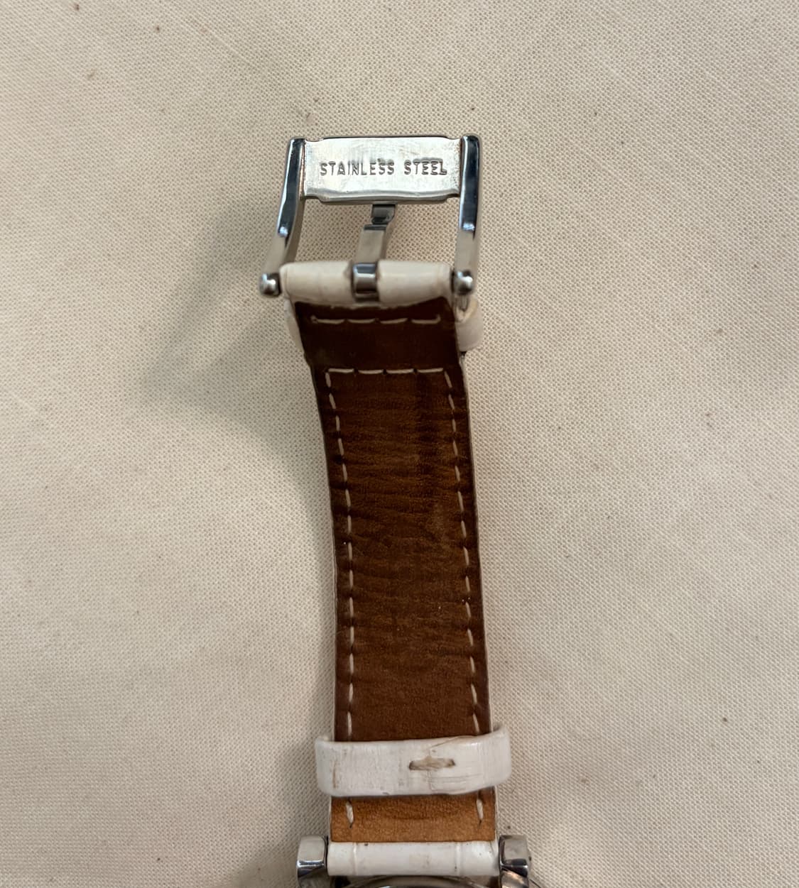 FOSSIL 화이트 레더 여성 크로노그래프 시계 (ES-2202) 상품이미지5