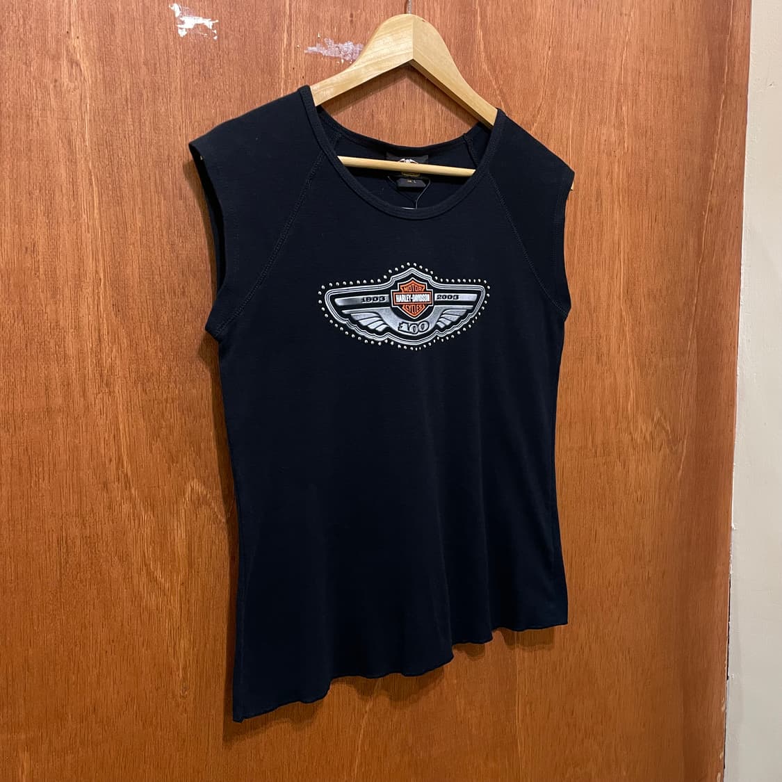 (L) USA Harley Davidson 할리 프린팅 슬리브리스 나시 상품이미지3