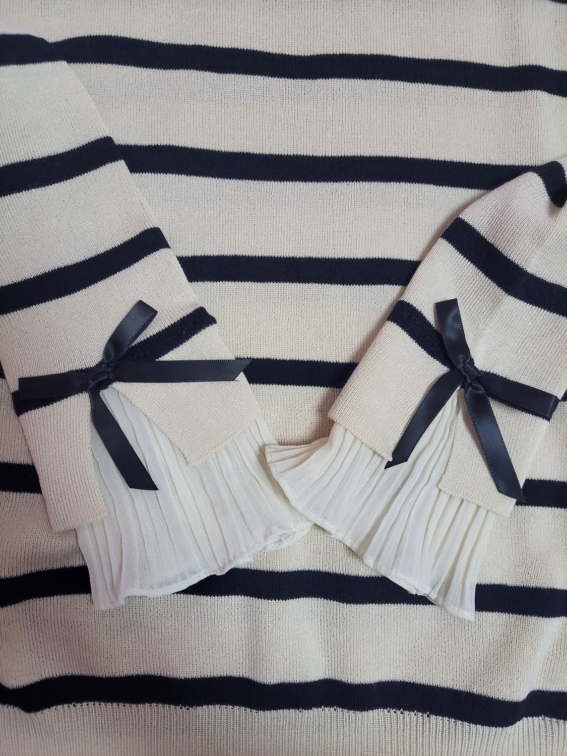 급처새상품!OZOC오조크 소매러플프릴리본 스트라이프 공주니트 레니본st 상품이미지2