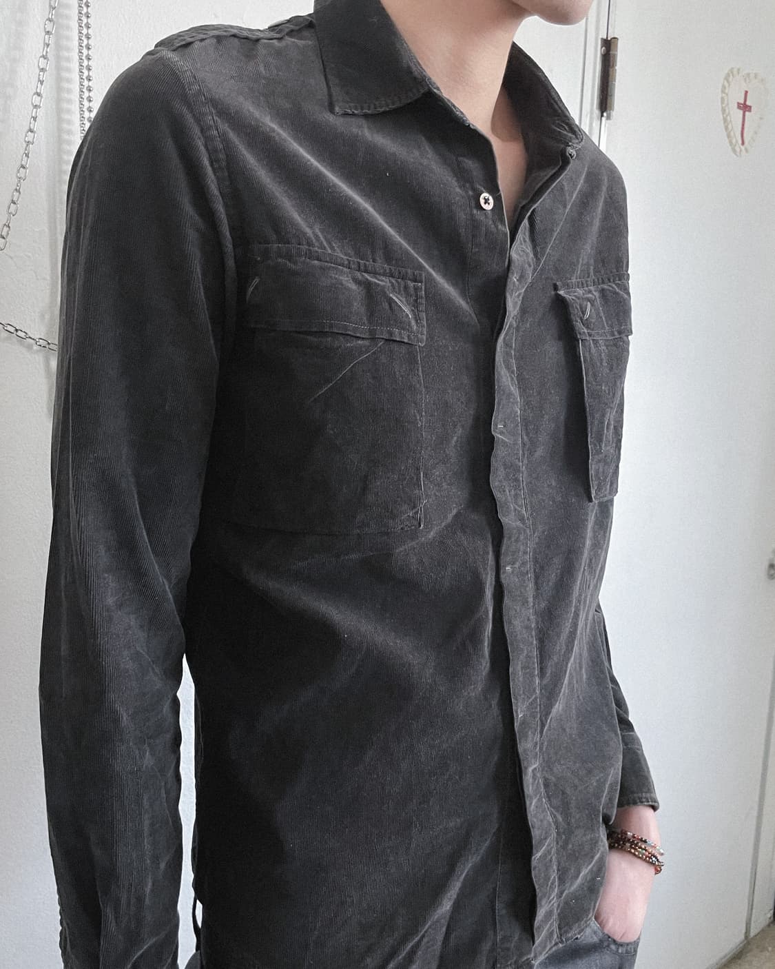 davit meursalut 핀 코듀로이 밀리터리 셔츠 상품이미지1