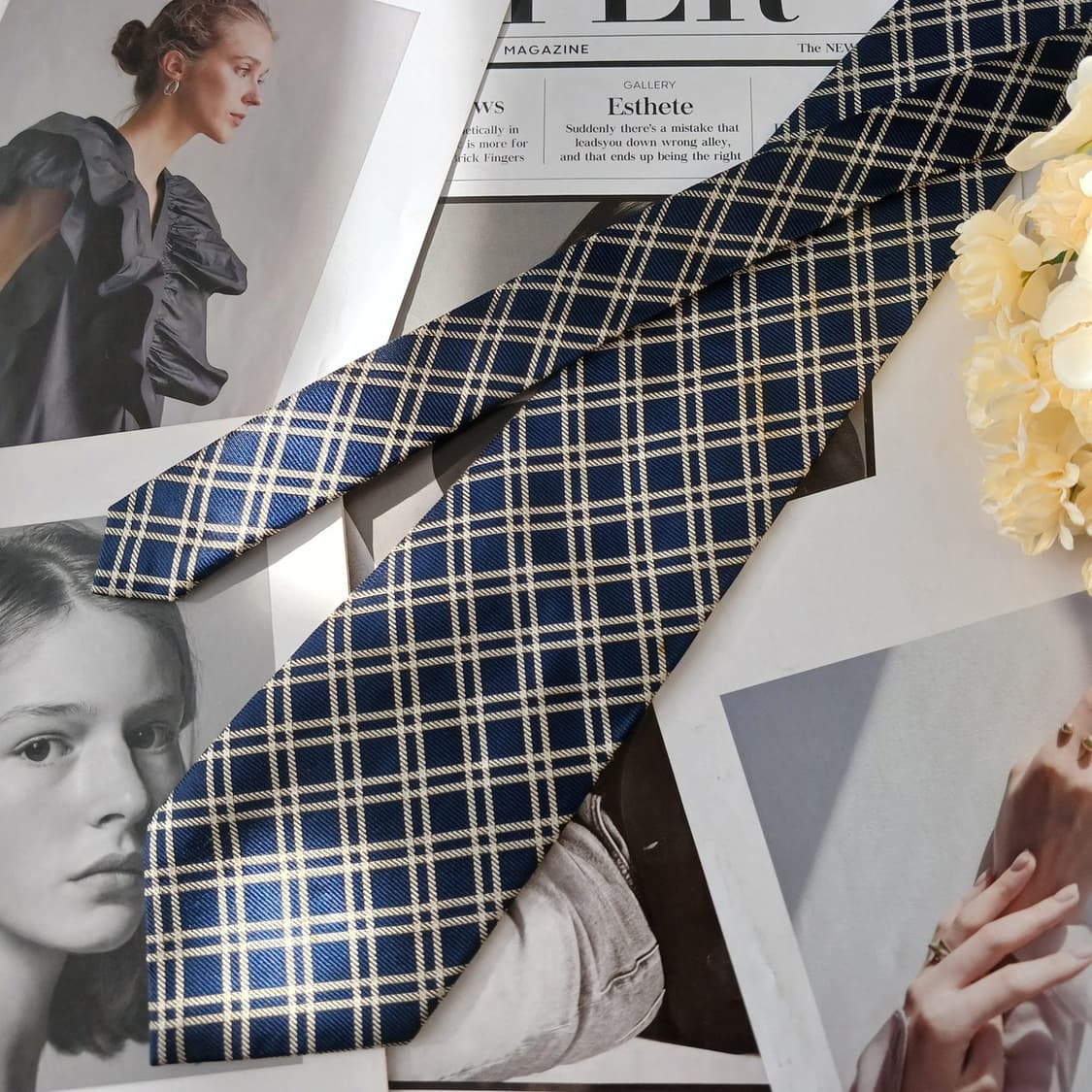 폴로랄프로렌 실크 네이비 체크 넥타이 10.1cm A~B등급 A19535 상품이미지3