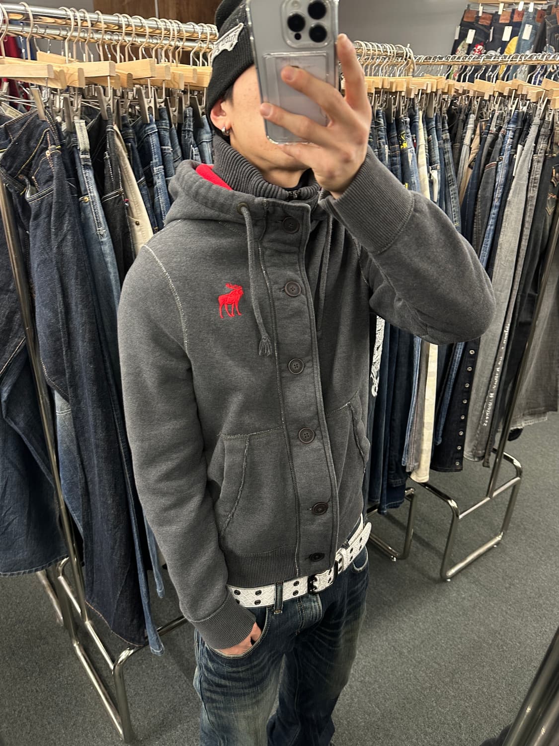 M) 아베크롬비 무스 로고 버튼 후드집업 상품이미지2