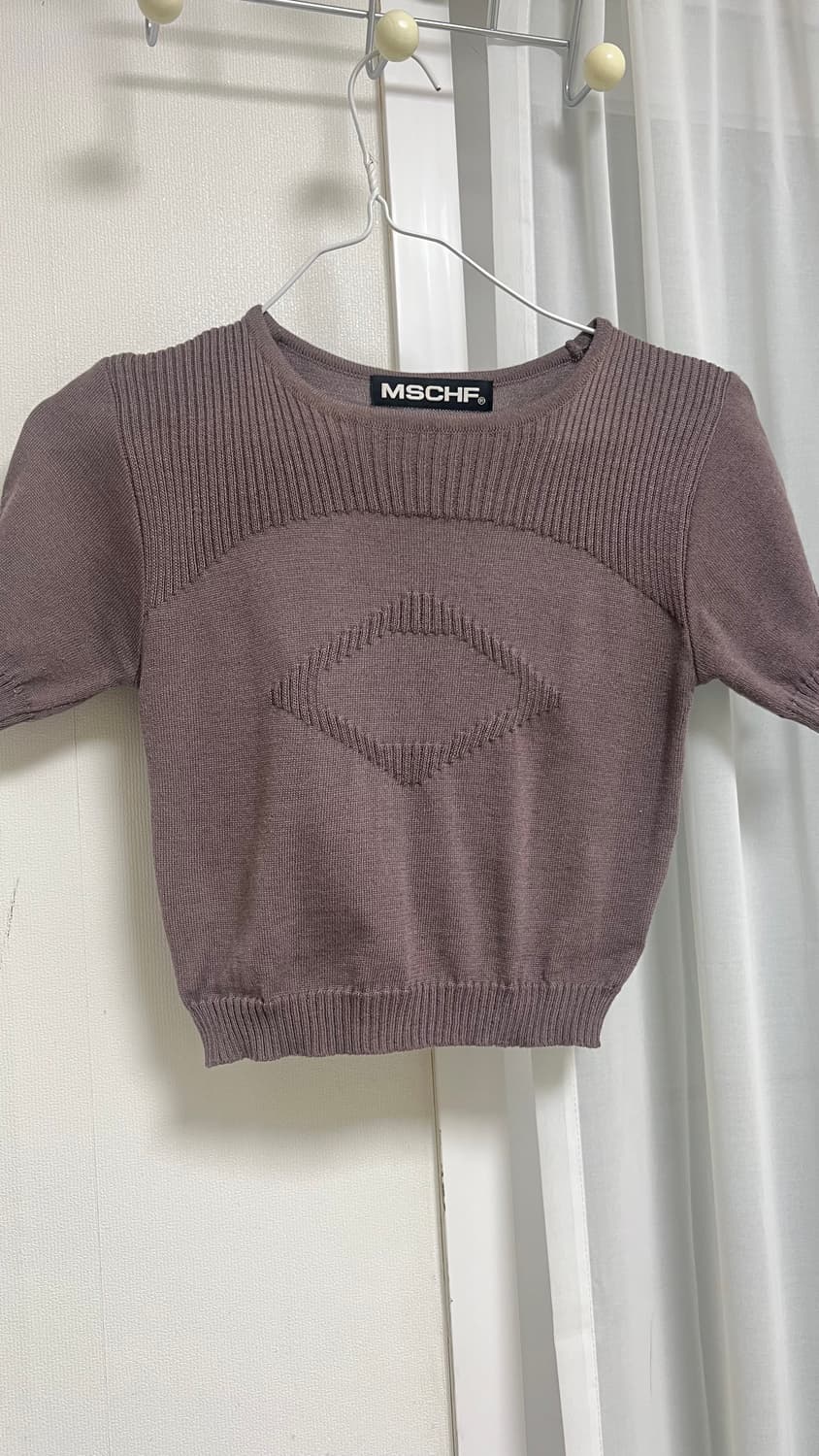 미스치프 롬버스 반팔 니트 로즈 브라운 상품이미지1