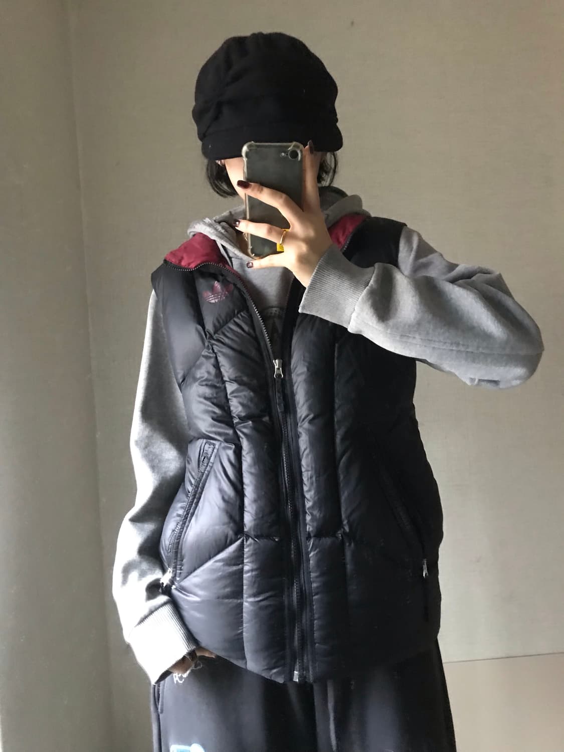 아디다스 블랙 버건디 파이어버드 패딩조끼 상품이미지4