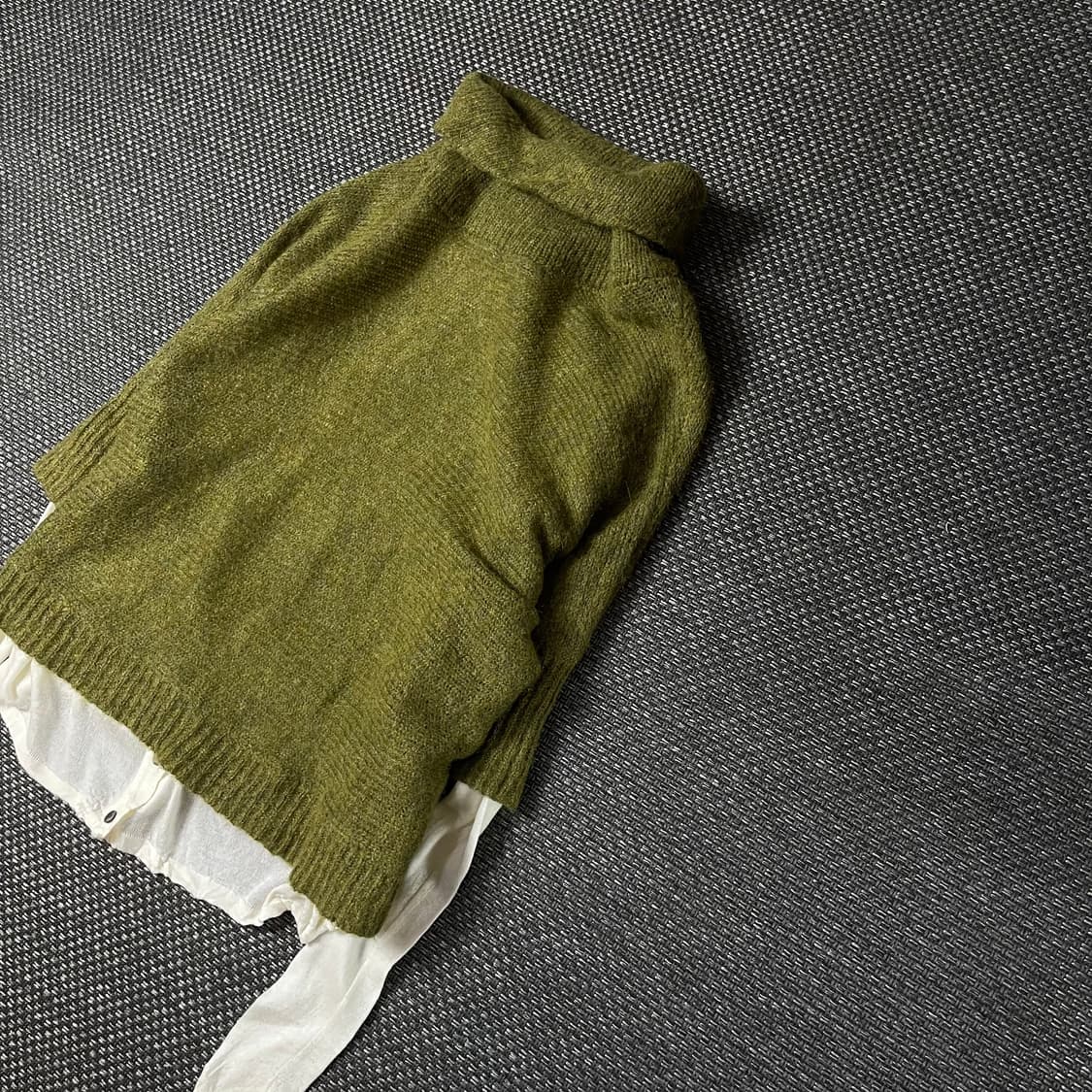 JPN 하이넥 올리브 니트 레이어드 세트 L 상품이미지3