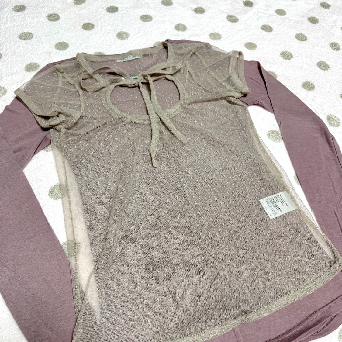 팬시클럽 도트 레이어드 롱슬리브 핑크 상품이미지2