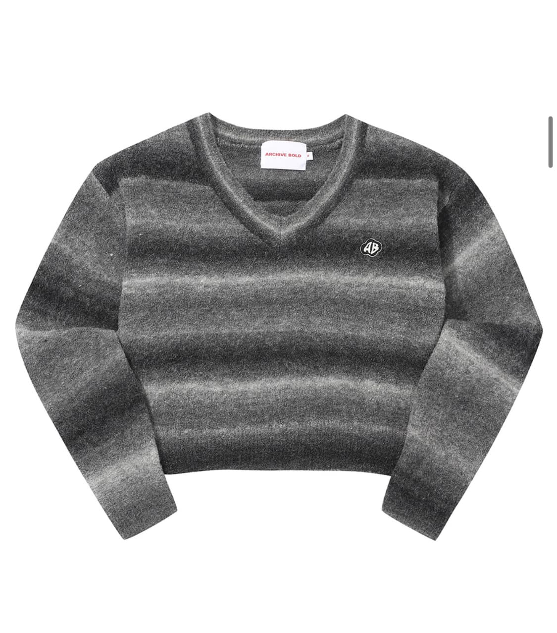 아카이브볼드 스트라이프 크롭 니트 블랙 상품이미지1