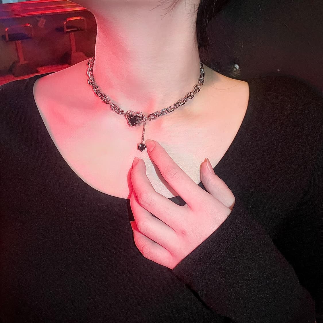 pcr053 Black heart necklace 상품이미지10