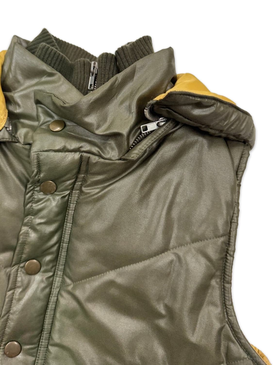 빈티지 Blancafe 카키 후드 패딩 베스트 상품이미지4