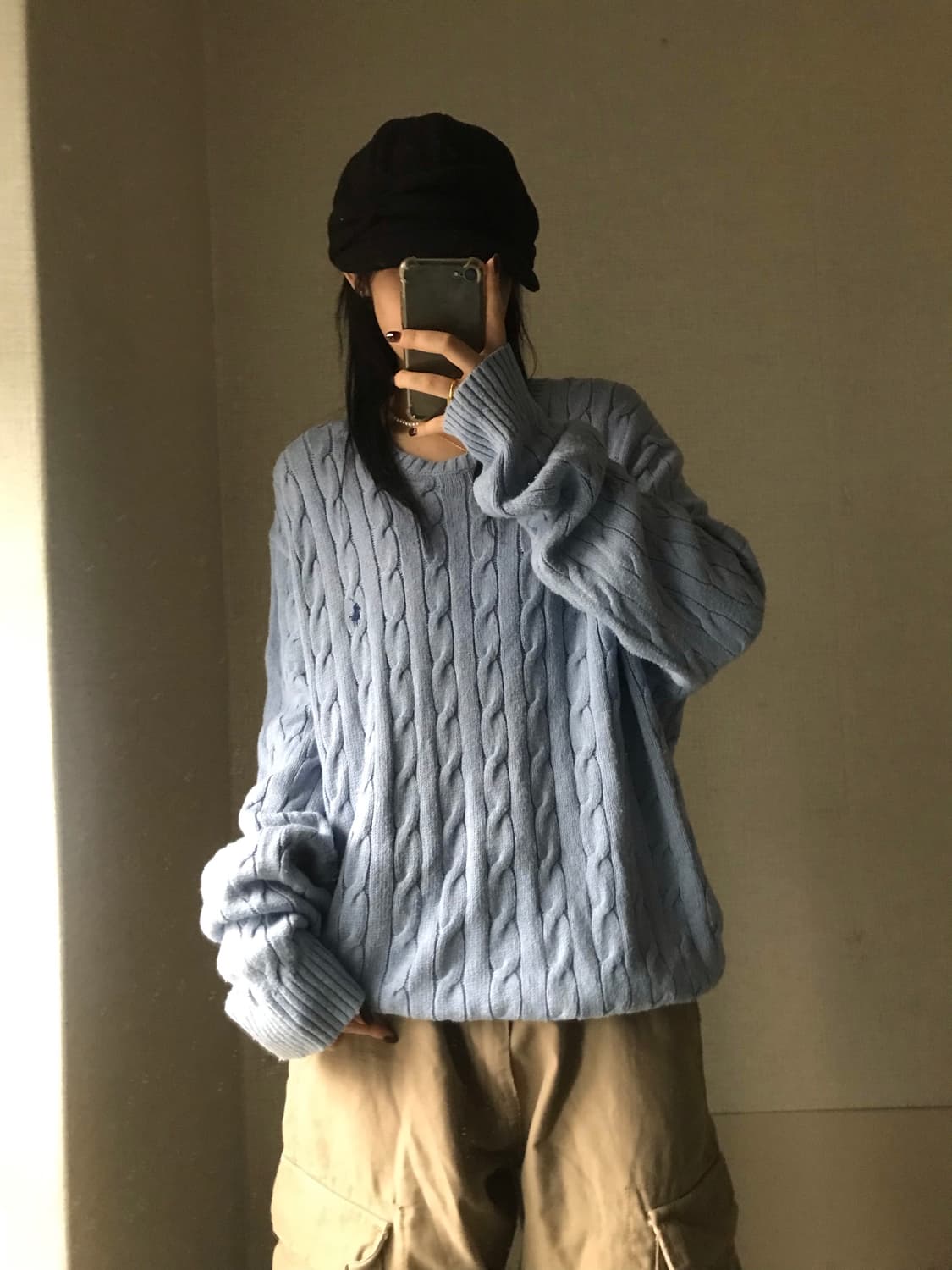 폴로 연하늘 케이블 니트 상품이미지4